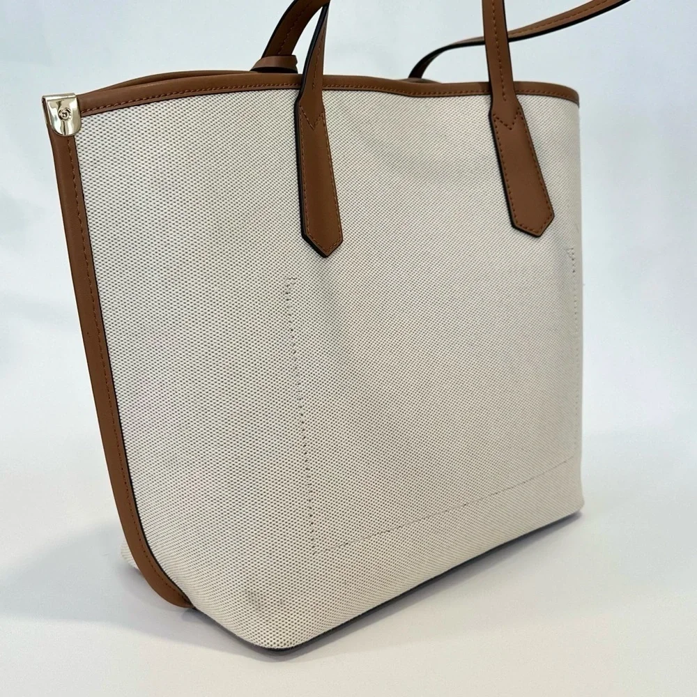 Michael Kors Jane Large Canvas Tote Carryall Bag in Natural